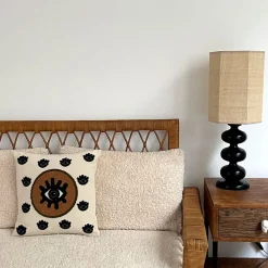 Fabrique de Styles Coussin en coton Oeil Protecteur marron 40x40cm - Influence* Coussins Et Housses