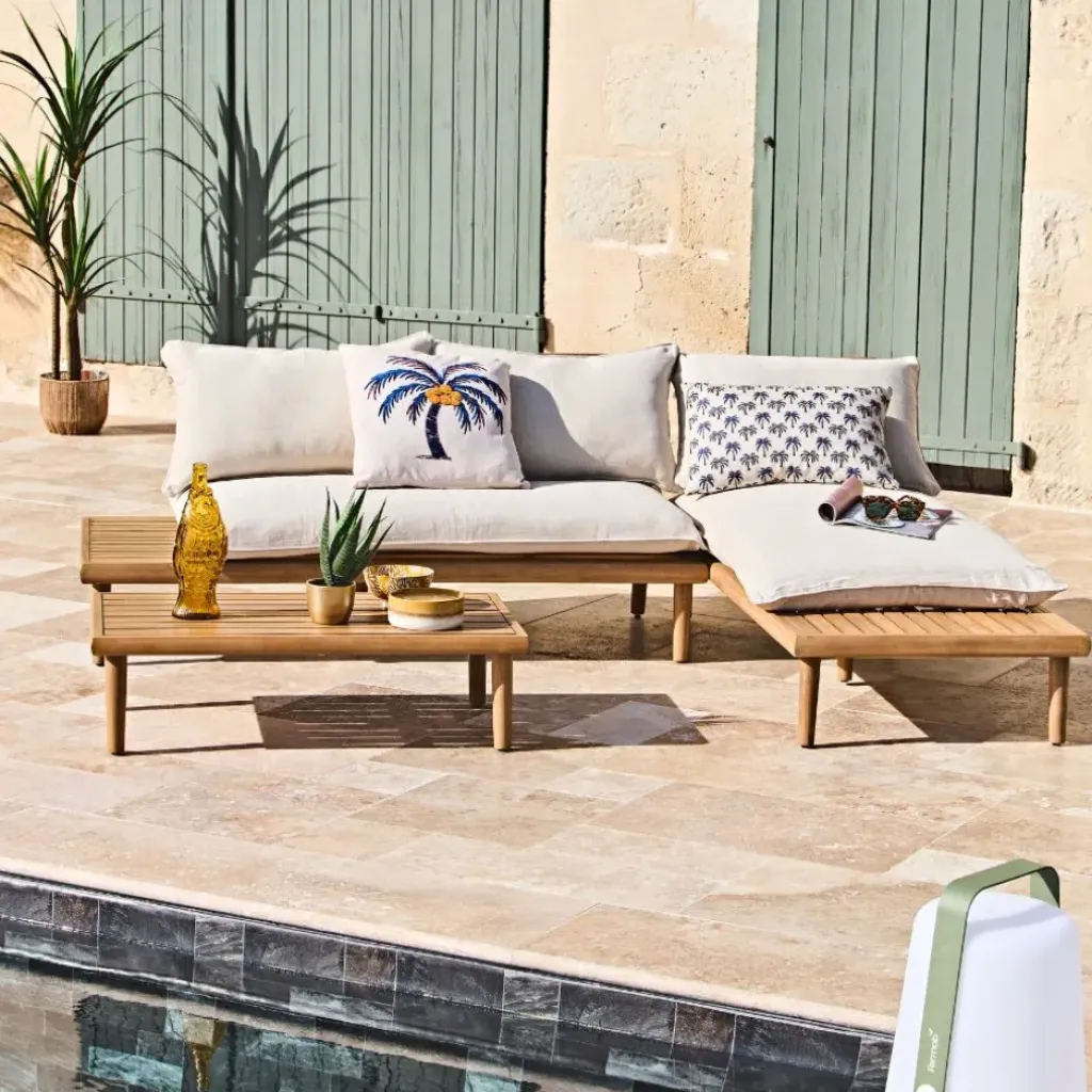 Fabrique de Styles Coussin palmier en coton et bleu 45x45cm - Palme* Coussins Et Housses