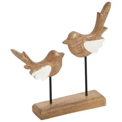 Fabrique de Styles Déco 2 moineaux en manguier et fer naturel et blanc - Floréal* Petits Objets Déco