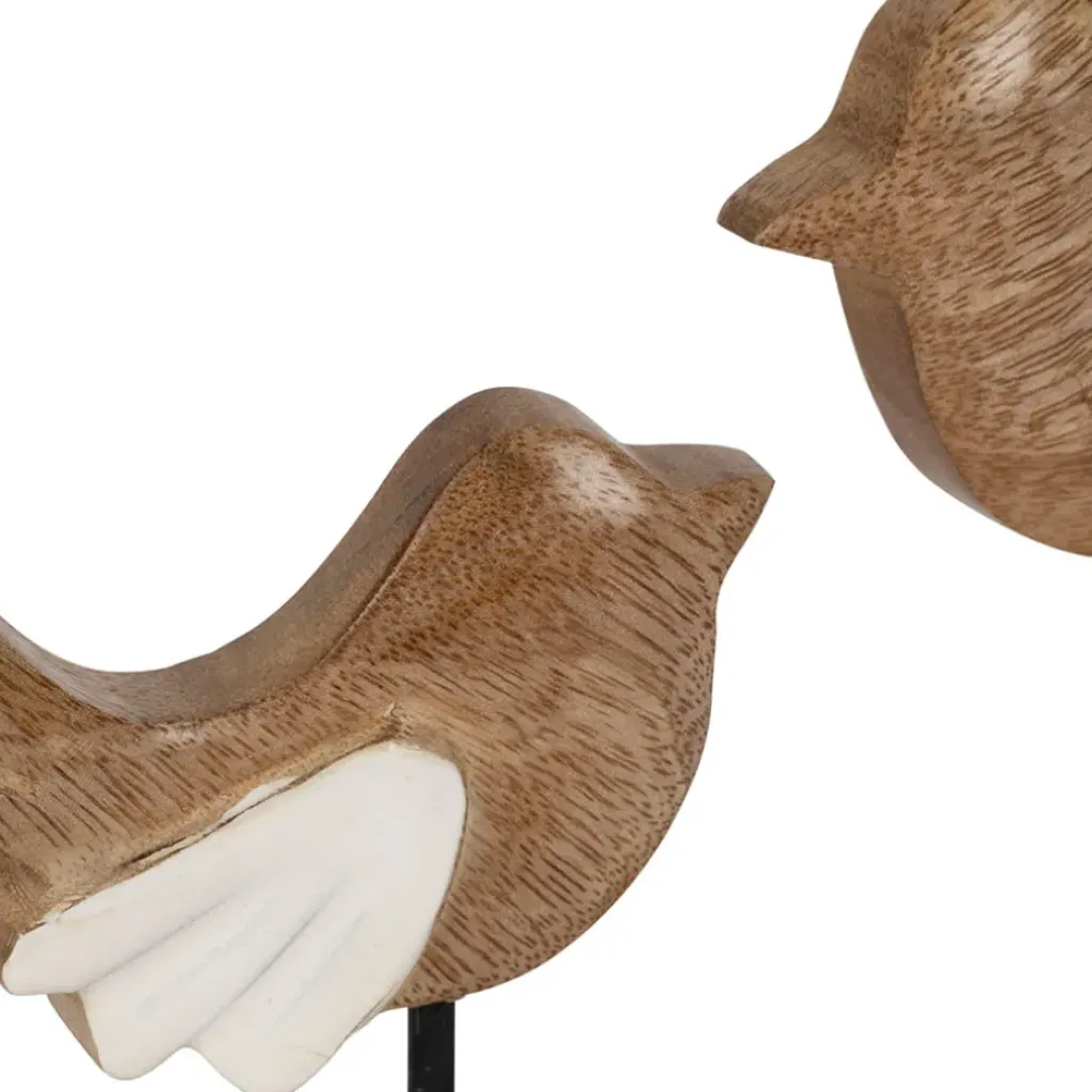 Fabrique de Styles Déco 2 moineaux en manguier et fer naturel et blanc - Floréal* Petits Objets Déco
