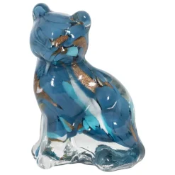 Fabrique de Styles Déco chat en verre bleu et doré - Félin* Petits Objets Déco