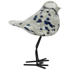 Fabrique de Styles Déco moineau en verre blanc et bleu pailleté - Serin* Petits Objets Déco