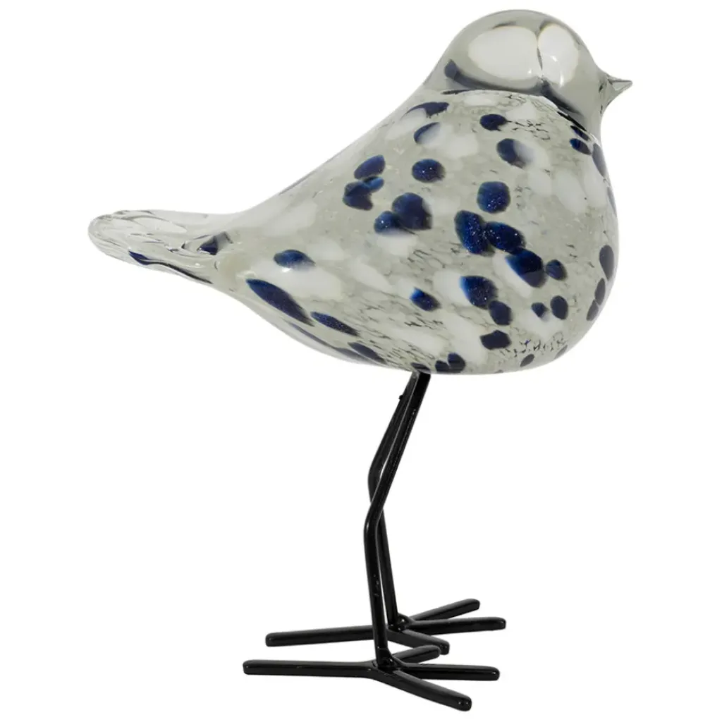 Fabrique de Styles Déco moineau en verre blanc et bleu pailleté - Serin* Petits Objets Déco