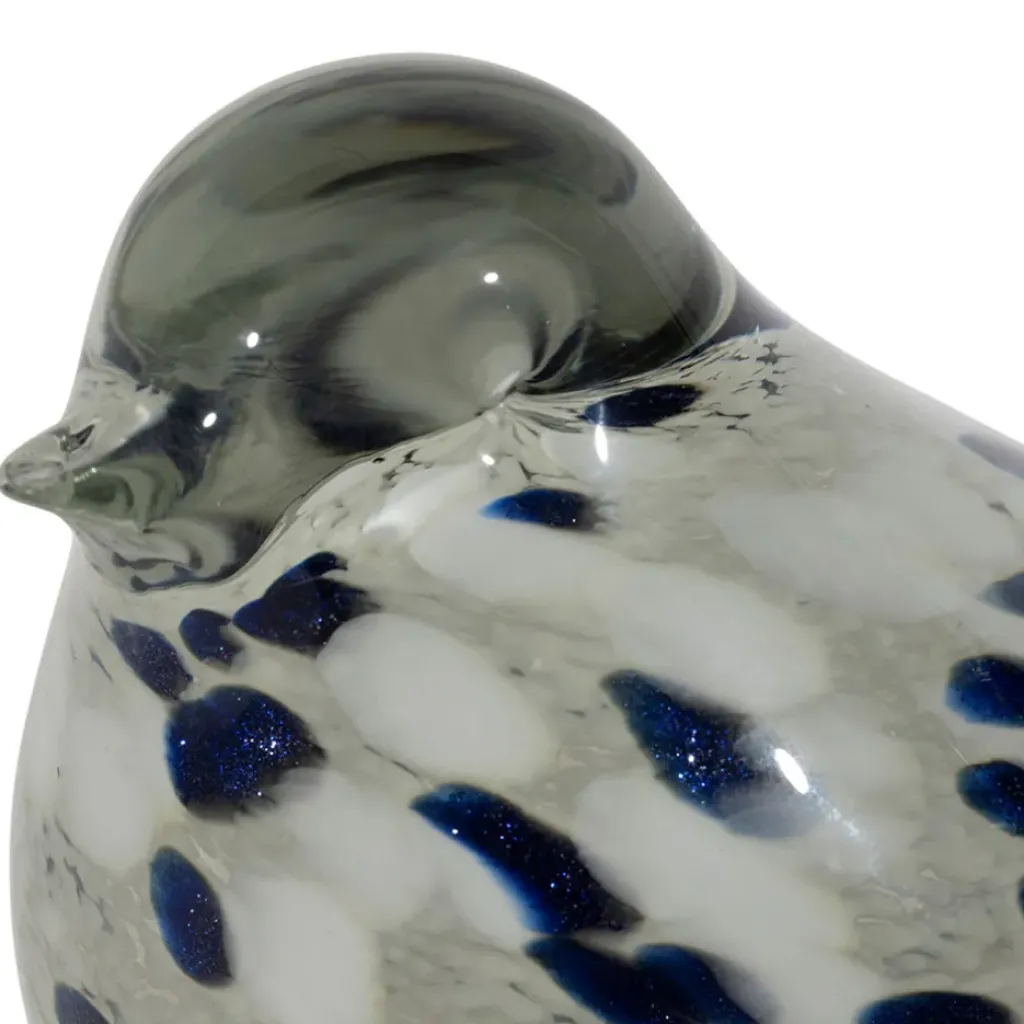 Fabrique de Styles Déco moineau en verre blanc et bleu pailleté - Serin* Petits Objets Déco