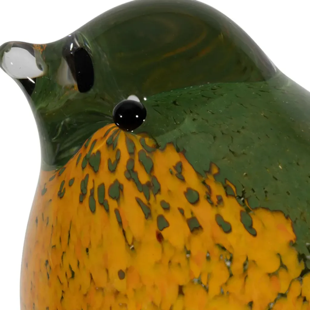 Fabrique de Styles Deco moineau en verre vert et jaune - Serin* Petits Objets Déco