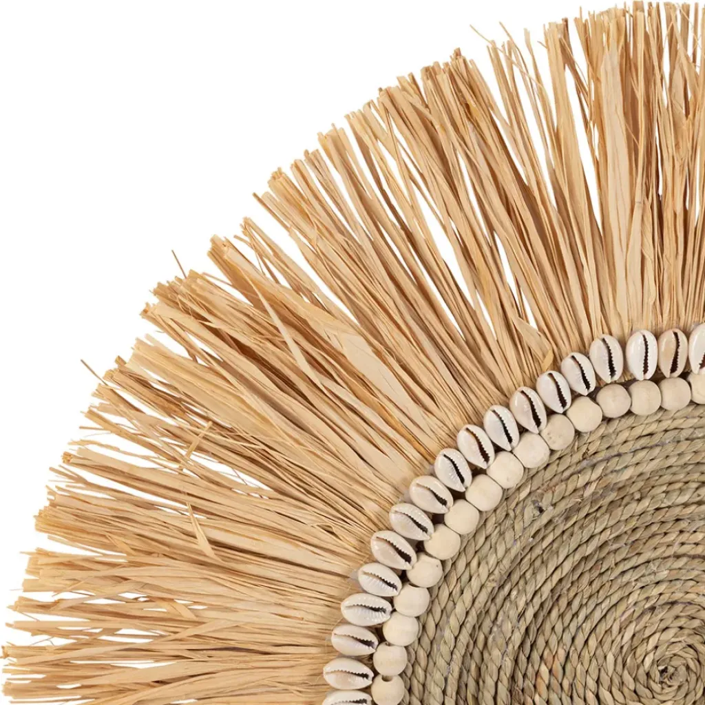 Fabrique de Styles Deco murale rosace en raphia naturel et blanc - Cauri* Déco À Suspendre Et Adhésive