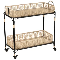 Fabrique de Styles Desserte en fer et rotin 2 niveaux - Element* Ilots Et Dessertes