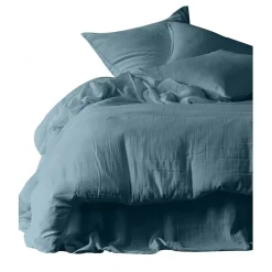 Fabrique de Styles Drap housse dili de prusse 140x200cm en voile de coton lavé* Draps Housses