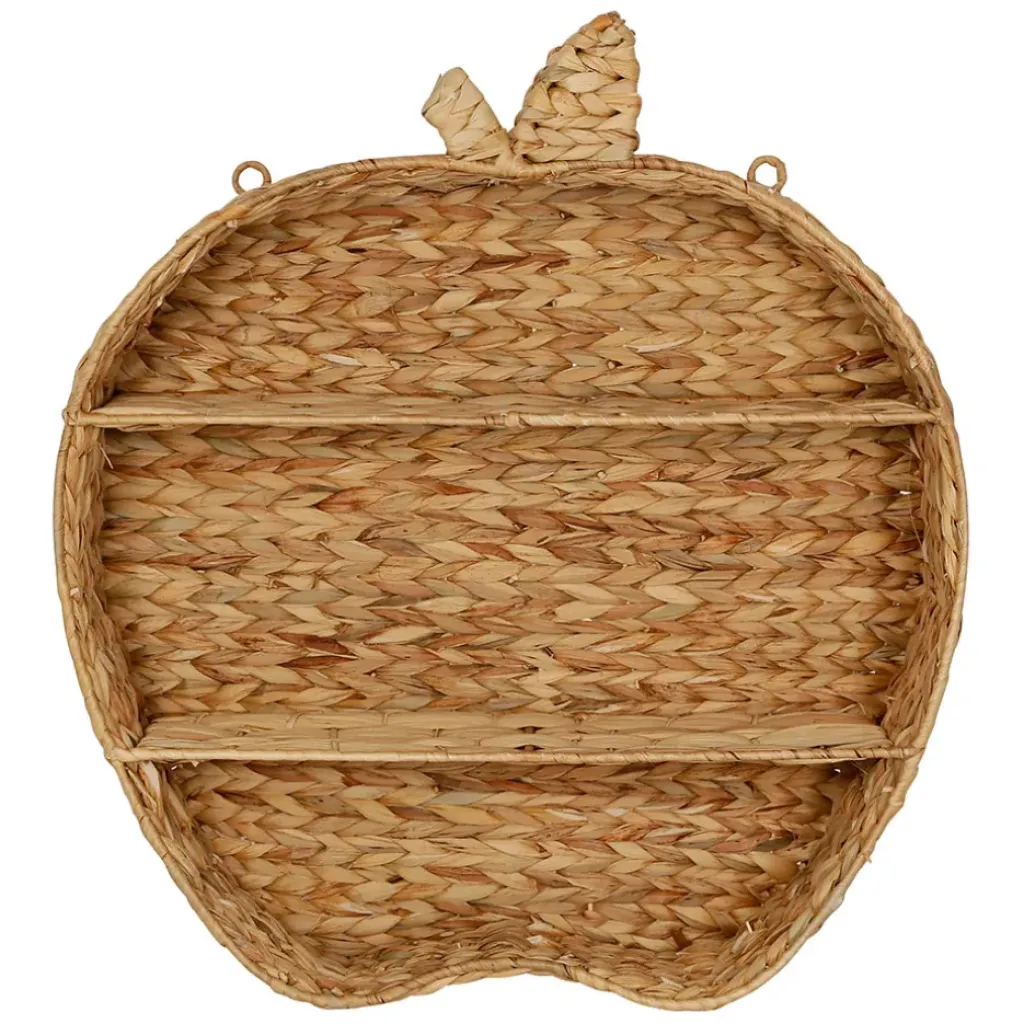 Fabrique de Styles Etagere murale 2 niveaux en jacynthe d'eau et fer h59cm - Pomme* Étagères Murales