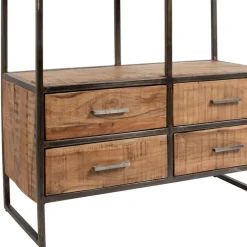 Fabrique de Styles Etagère en fer noir et bois d' acacia H200cm- Factory* Bibliothèques Et Étagères