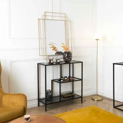 Fabrique de Styles Etagère en fer et verre fumé h79cm - Edgard* Bibliothèques Et Étagères