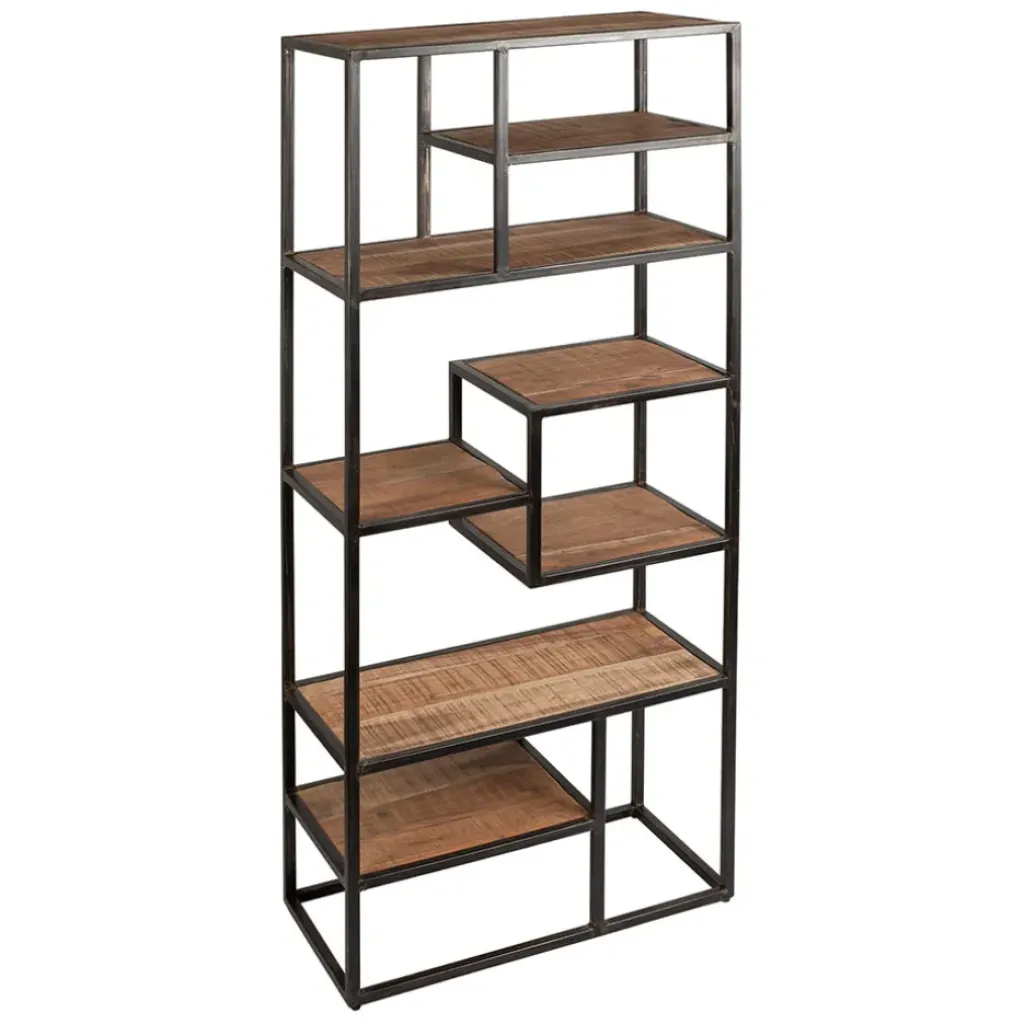 Fabrique de Styles Etagère en fer vieilli et bois d' acacia H170cm - Factory* Bibliothèques Et Étagères