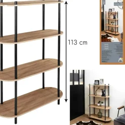 Fabrique de Styles Etagère en pin et bois naturel et noir h113cm - Cobe* Bibliothèques Et Étagères