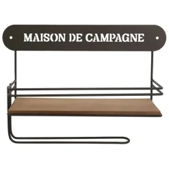 Fabrique de Styles Etagère murale avec dévodoir en fer brun et sapin - Maison De Campa* Étagères Murales