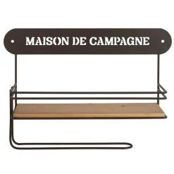 Fabrique de Styles Etagère murale avec dévodoir en fer brun et sapin - Maison De Campa* Étagères Murales