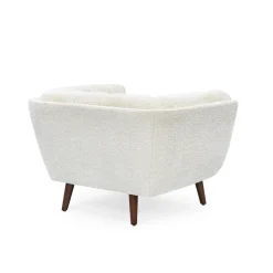 Fabrique de Styles Fauteuil de salon en tissu effet bouclette écru - Beryl* Fauteuils