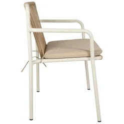 Fabrique de Styles Fauteuil d'extérieur avec coussin en tissu beige et blanc - Ajay*Enfant Chaises, Fauteuils|Jardin