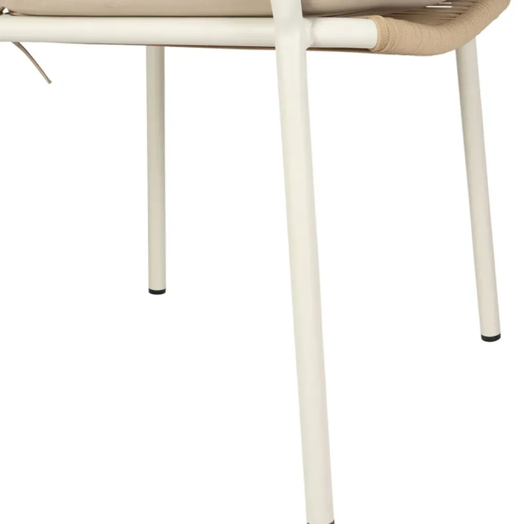 Fabrique de Styles Fauteuil d'extérieur avec coussin en tissu beige et blanc - Ajay*Enfant Chaises, Fauteuils|Jardin