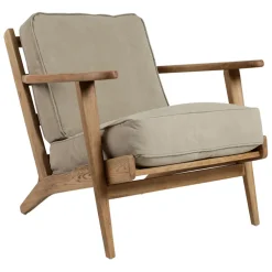 Fabrique de Styles Fauteuil en coton gris et chêne - Laureli* Fauteuils