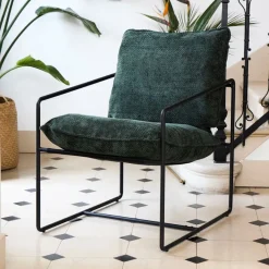 Fabrique de Styles Fauteuil en tissu et fer émeraude - Elément* Fauteuils