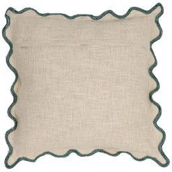 Fabrique de Styles Housse de coussin brodée dolce vita en coton beige et émeraude 45x45cm - Lumi* Coussins Et Housses