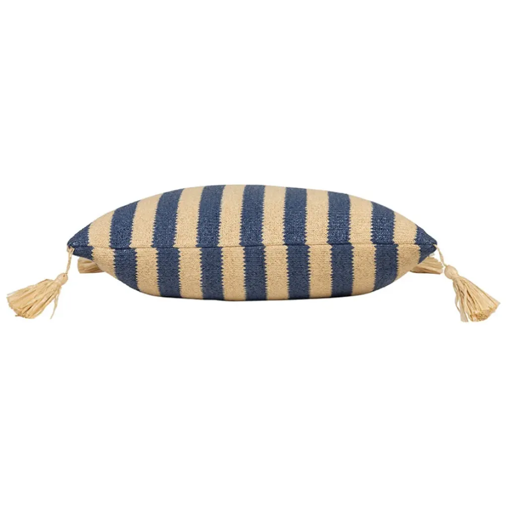 Fabrique de Styles Housse de coussin d'extérieur en tissu rayé et naturel 45x45cm - Medi*Enfant Textiles Outdoor|Jardin