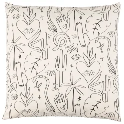 Fabrique de Styles Housse de coussin en coton blanc et noir 45x45cm - Tulum* Coussins Et Housses