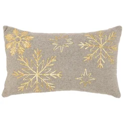 Fabrique de Styles Housse de coussin en coton gris et doré 50x30cm - Flocon* Coussins Et Housses