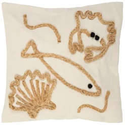 Fabrique de Styles Housse de coussin en jute naturel et coton écru 45x45cm - Eté A La Mer* Coussins Et Housses