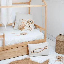 Fabrique de Styles Housse de coussin en jute naturel et coton écru 45x45cm - Eté A La Mer* Coussins Et Housses