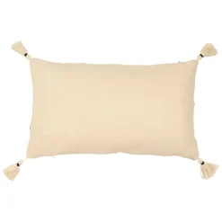 Fabrique de Styles Housse de coussin rectangulaire visage brodée écru, et noir 50x30cm - terre brulée* Coussins Et Housses