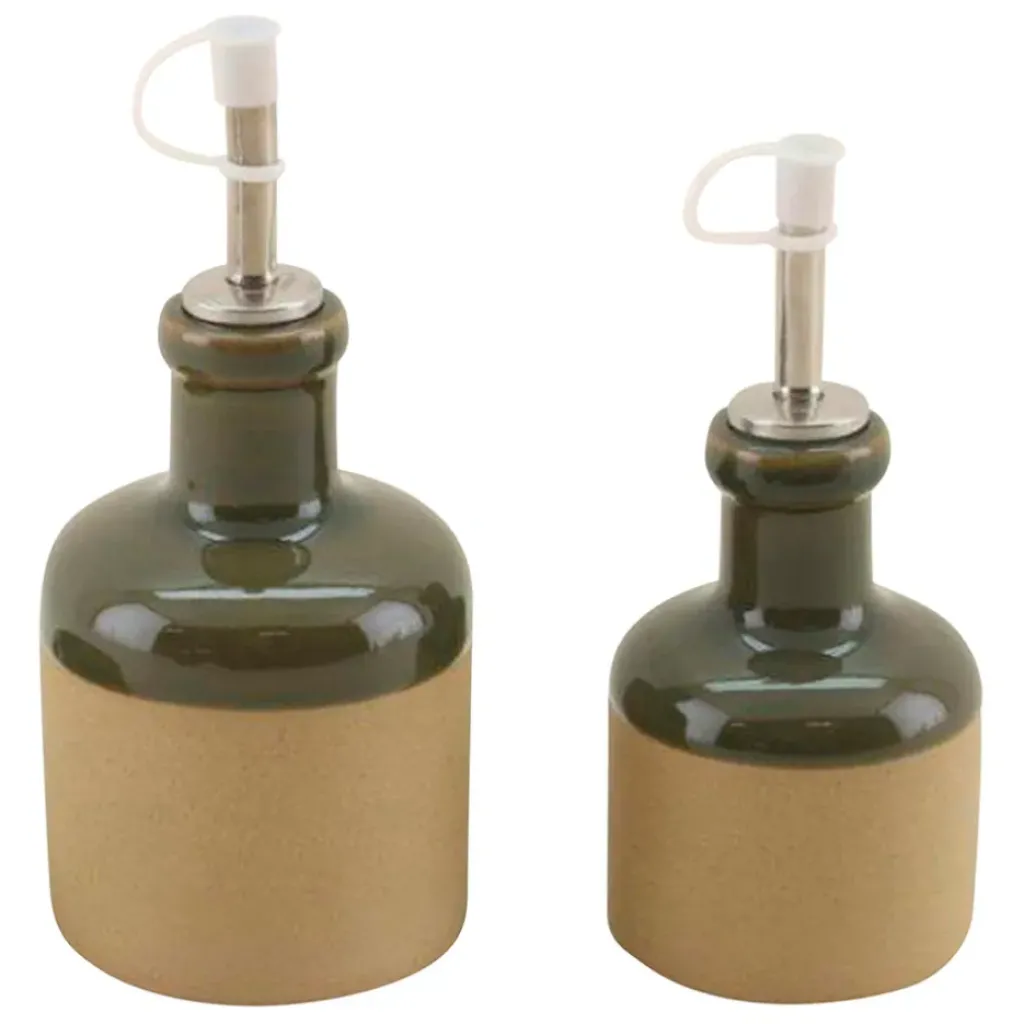 Fabrique de Styles Huilier et vinaigrier en grès 27.5cl/17.5cl - Jade* Ustensibles De Cuisine