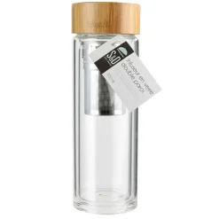 Fabrique de Styles Infuseur en verre double paroi avec bouchon bambou* Accessoires Thé Et Café