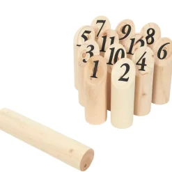 Fabrique de Styles Jeu de quilles nordique en pin + filet de rangement* Jeux
