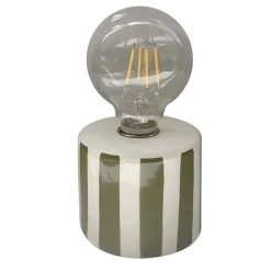 Fabrique de Styles Lampe à piles en faïence rayée et blanc h17cm* Lampes À Poser