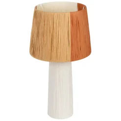 Fabrique de Styles Lampe en céramique et raphia écru h48cm - Lignes* Lampes À Poser