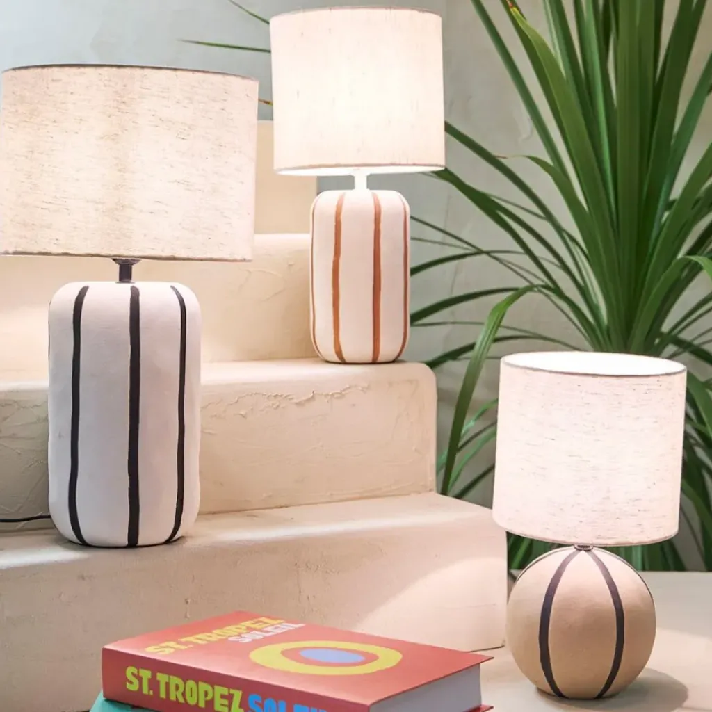 Fabrique de Styles Lampe en céramique rayée et noir h34cm - Paese* Lampes À Poser