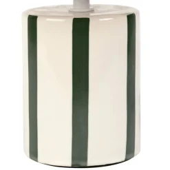 Fabrique de Styles Lampe en céramique rayée émeraude et blanc h27cm - Medi* Lampes À Poser