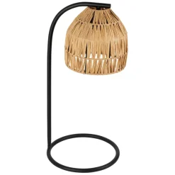 Fabrique de Styles Lampe en raphia et fer naturel et noir h50cm - Tulum* Lampes À Poser