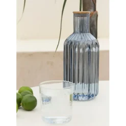 Fabrique de Styles Lot de 3 bouteilles en verre borosilicate bleu émeraude et transparent 1.4L - Mycenes* Carafes Et Pichets