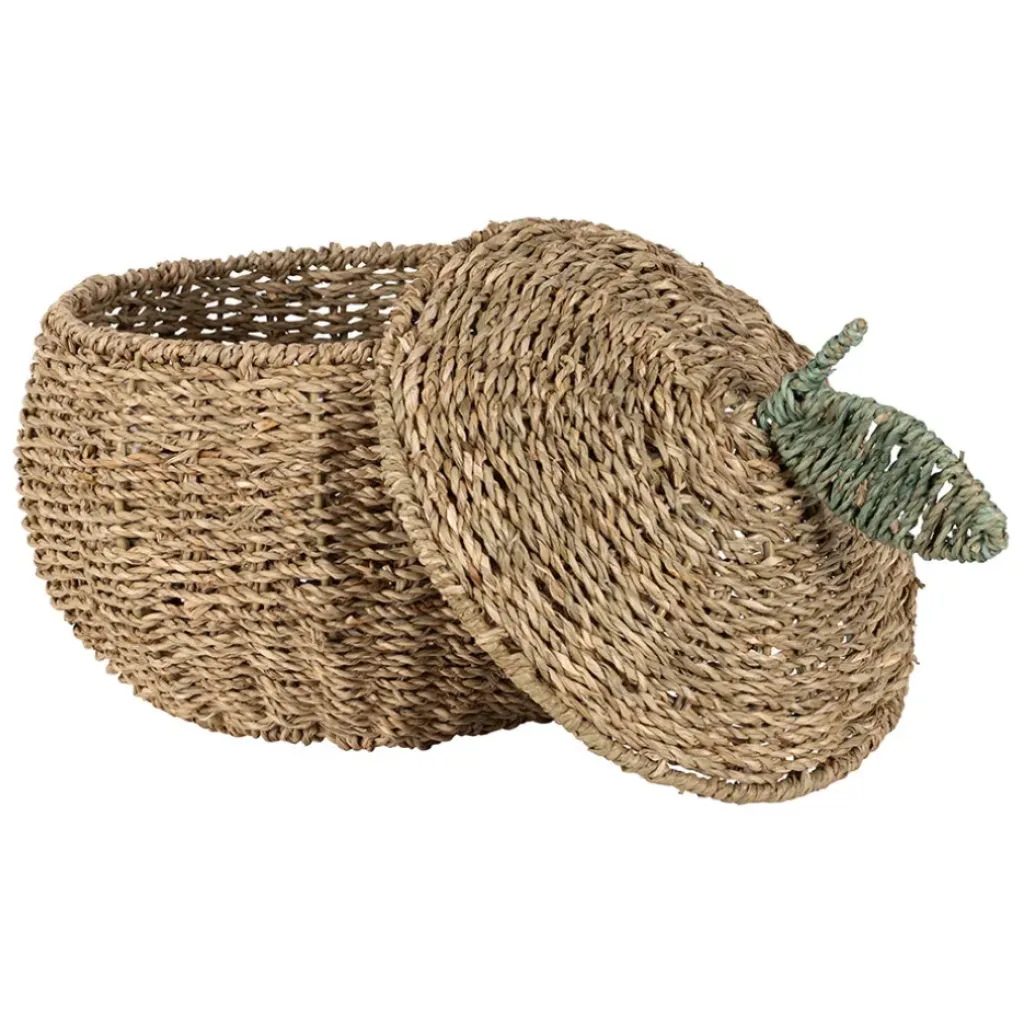 Fabrique de Styles Lot de 2 corbeille pommes en jonc de mer naturel et vert - Les Fruits* Paniers Et Corbeilles