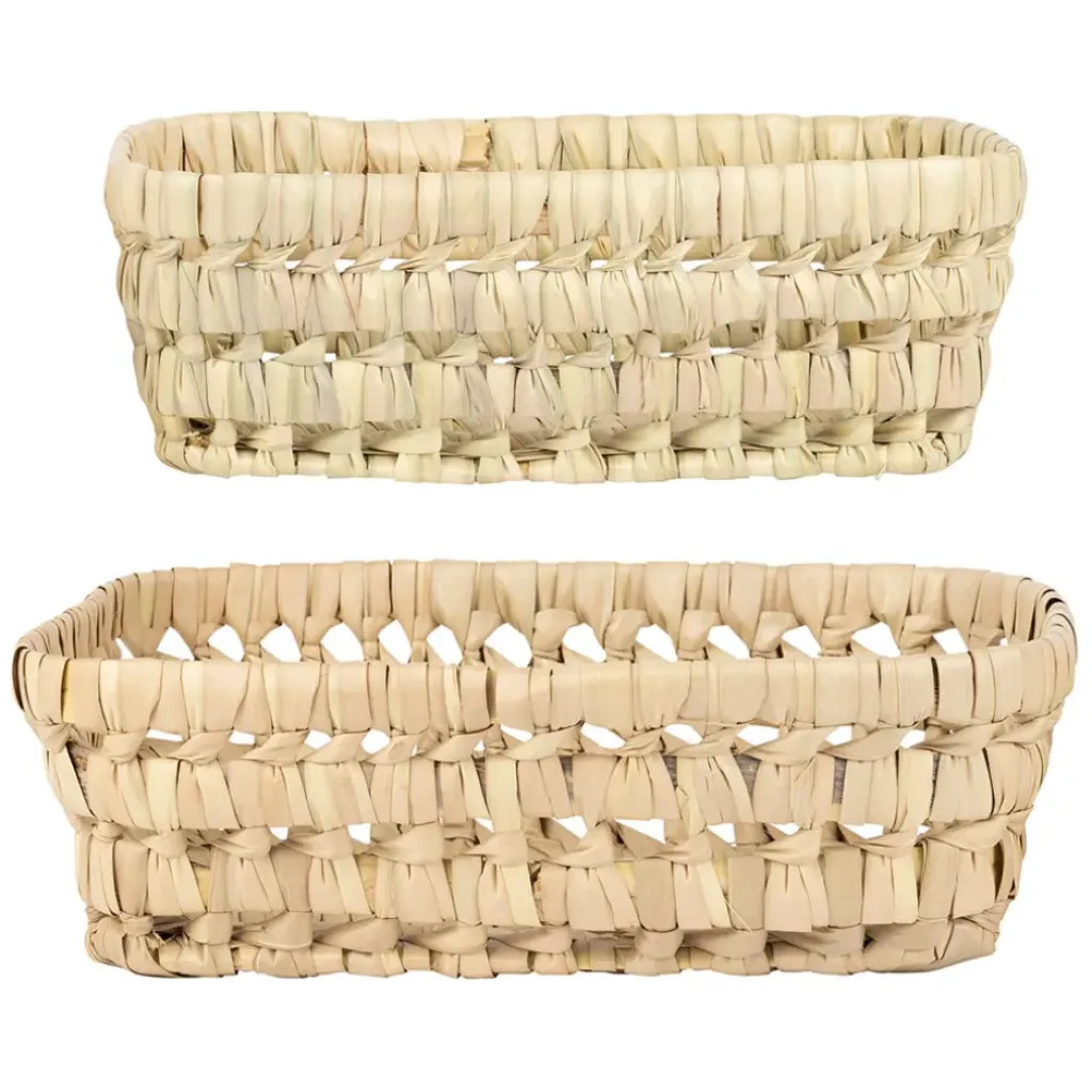 Fabrique de Styles Lot de 2 corbeilles en feuille de palmier 25x20xh10cm - Beezz* Paniers Et Corbeilles