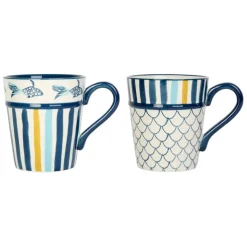Fabrique de Styles Lot de 2 mugs en grès bleu - un été à la mer* Tasses Et Mugs