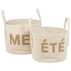 Fabrique de Styles Lot de 2 paniers en coton et jute écru - Eté A La Mer* Paniers Et Corbeilles