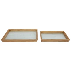 Fabrique de Styles Lot de 2 plateaux en bois et verre - Firmin* Plateaux
