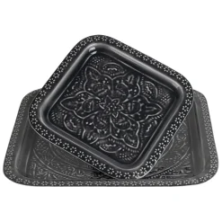 Fabrique de Styles Lot de 2 plateaux en fer 41x41cm - Arabise* Plateaux