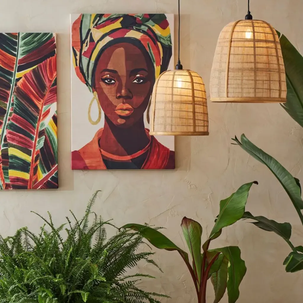 Fabrique de Styles Lot de 2 suspensions en lin et bambou non électrifiée - Plaka* Suspensions