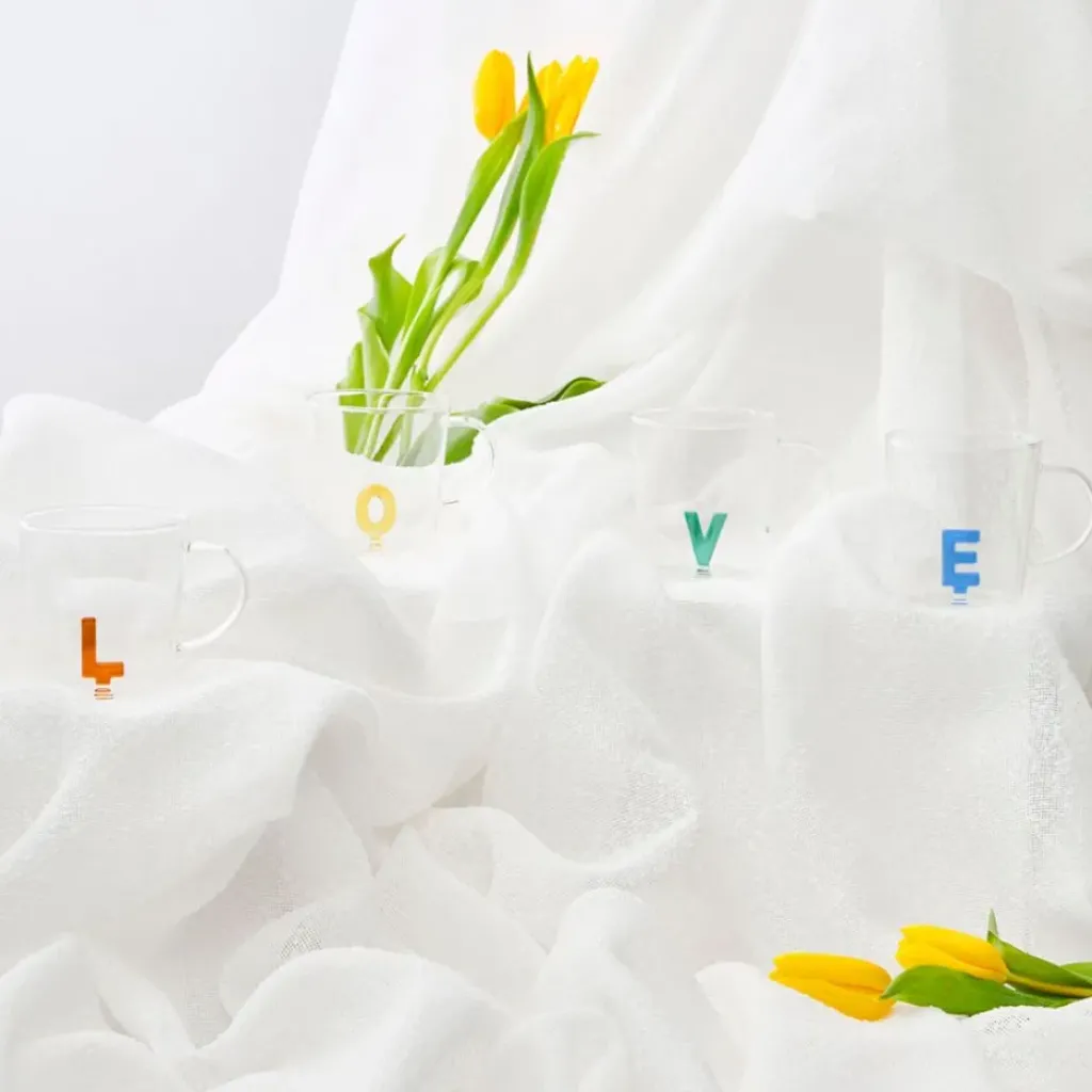 Fabrique de Styles Lot de 4 tasses a thé love en verre 35cl - Colorea* Tasses Et Mugs