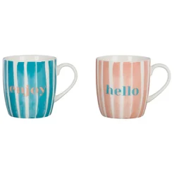 Fabrique de Styles Lot de 2 tasses bleu et corail 35cl - Palma* Tasses Et Mugs