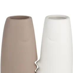 Fabrique de Styles Lot de 2 Vases visage en gres, beige et blanc* Vases Et Soliflores